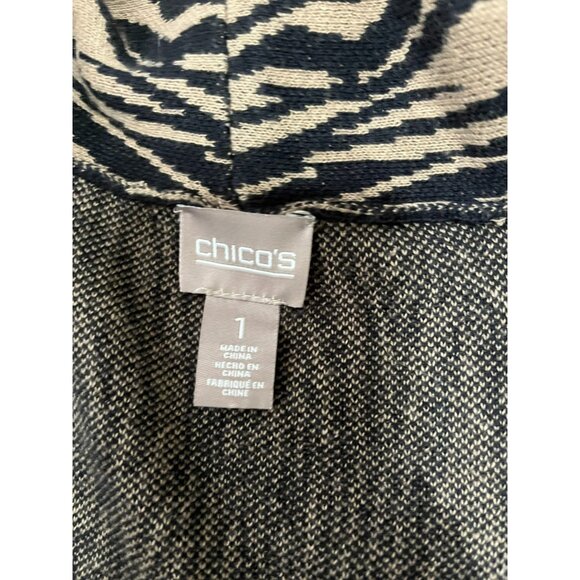 Chico's Open Front Cardigan Sweater Women's Size 1 US Medium Animal Pattern - Picture 2 of 4
